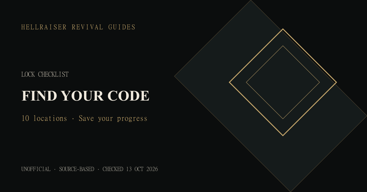 Hellraiser Revival Guides: lock checklist